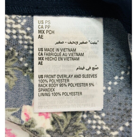 NWT Charter Club Etching Garden‎ Floral Top Shirt Pintuck Navy Blue Petite Small - Picture 12 of 12